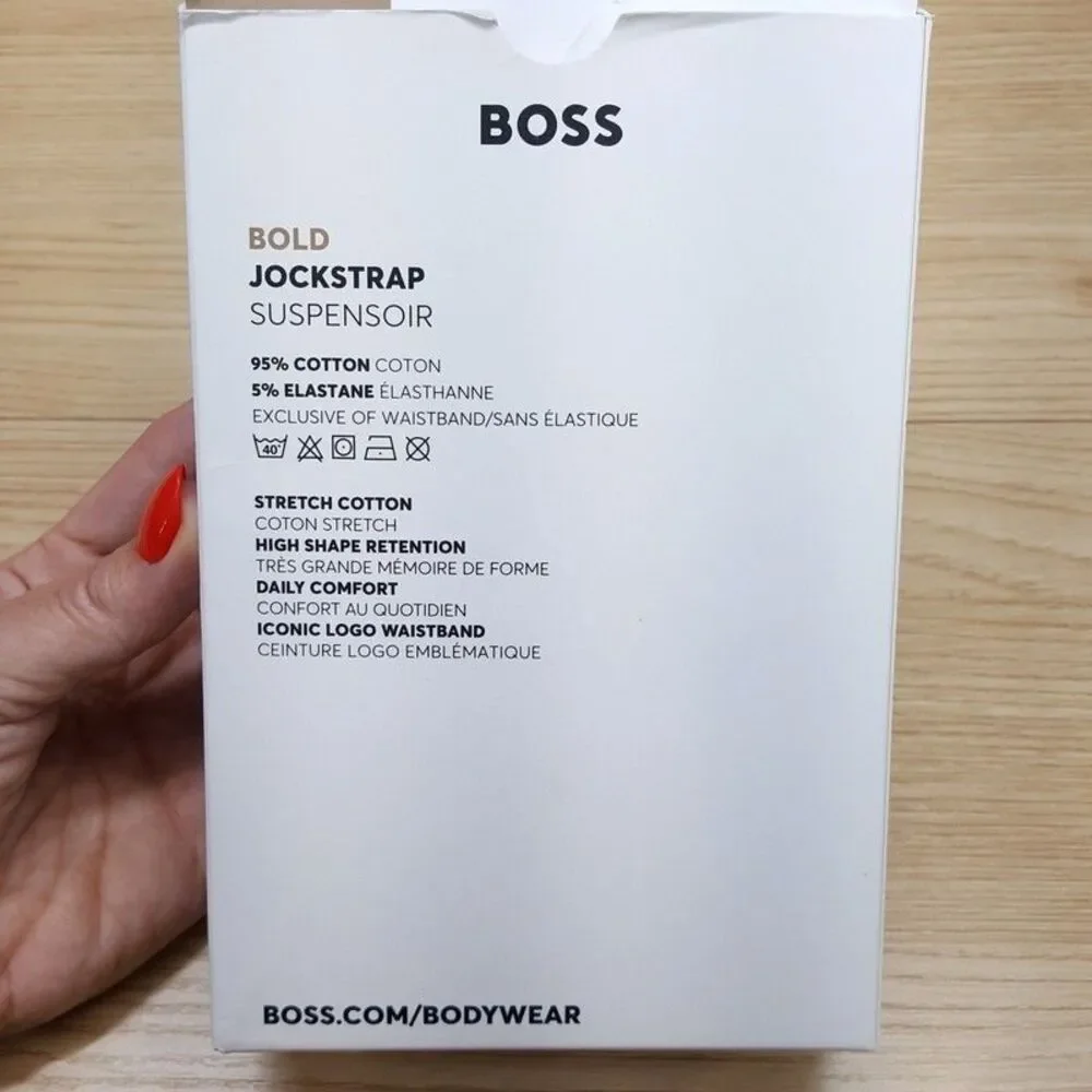 HUGO BOSS Jock Strap Mens XL Black 3-Pack Cotton Blend Logo Jockstrap